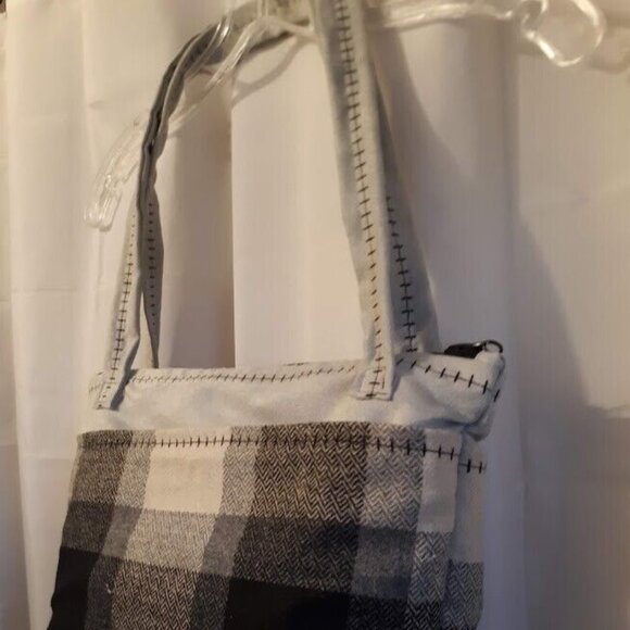 NEW Suede and Plaid Shoulder bag Purse Double handle Satchel Custom Stitching - Picture 5 of 10